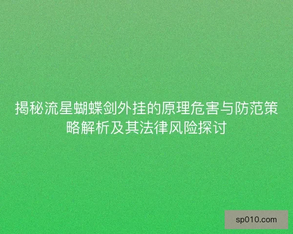 揭秘流星蝴蝶剑外挂的原理危害与防范策略解析及其法律风险探讨 揭秘流星蝴蝶剑外挂的原理危害与防范策略解析及其法律风险探讨